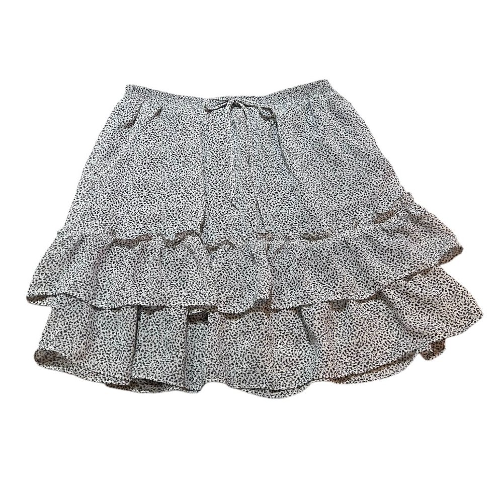 Women's Sienna Sky Black‎ and White Ruffled Tier Mini Skirt Size Medium